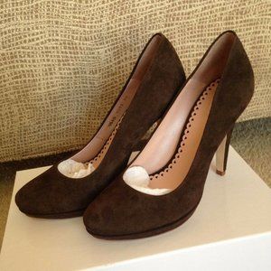 EMMY LONDON VALERIE CHOCOLATE SUEDE PUMPS NIB - US 6 / UK 3 / EU 36